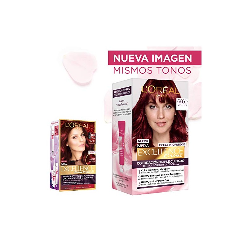 L'Oreal Paris, Tinte Para Cabello Excellence 6660 Rubio Oscuro Rojizo