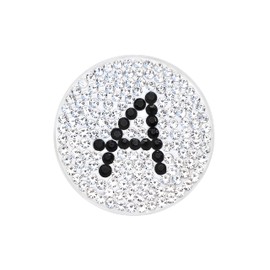 NAVIKA Initial Micro Pave Crystal Golf Ball Marker Includes a Magnetic Hat Clip (A) - Available in Black & Pink