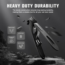 FERYES Heavy Duty Wide Jaw Opening Slant Curved Blade Nail Clippers for Men Thick Toenails, Ultra Sharp Professional Grade Toenail Clippers for Ingrown Tough Nails,Seniors