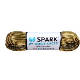 Gold and Black Stripe Spark Metallic Shoelace for Shoes, Skates, Boots, Roller Derby, Hockey and Ice Skates (96 Inch / 244 cm)