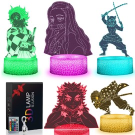 OMGGMO 3D Anime Lamp 5 Patterns and 16 Color Change Decor Lamp with Remote Control, Birthday Christmas Gifts for Anime Demon Slayer Fans Kids,Boy,Girls