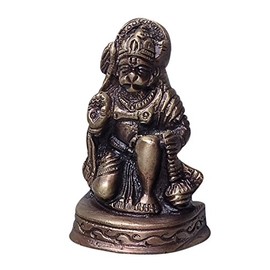ELITE Brass Statue / Idol Of Lord Hamunan Sitting for Blessing , Happiness , Health , Wealth at Home & Office , Handcrafted with Antique Look/ Diwali Gift Product Dimensions (LxBxH - 1.5 x 1.25 x 2.25) Inches , Weight 170 Gms