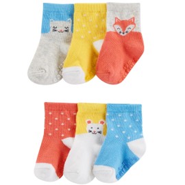 Carter's Baby Girls' Socks, Pack of 6 - Multicoloured - 0-3 Months