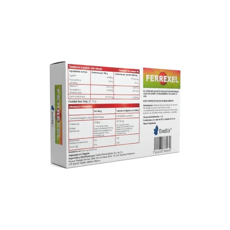 Ferrexel Suplemento Alimenticio 60 Capsulas