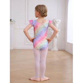 MdnMd Dance Ballet Leotard with Skirt Combo Classic for Toddler Girls Ballerina Dresses Outfit Butterfly Rainbow (Pink, 8-10 Years)