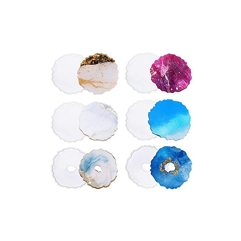 Amison, Moldes de Silicona para Resina, 6 Piezas, Blanco