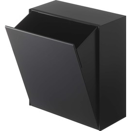 Yamazaki 5432 Magnetic Dust Box & Storage Case, Black, Approx. W 6.7 x D 3.4 - 6.3 x H 7.9 inches (17 x 8.7 - 16 x 20 cm), Tower, Flap Type, Storage for Small Items, Trash Can