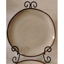 HEARTH & HAND WITH MAGNOLIA 11" BEIGE MELAMINE DINNER PLATES BROWN TRIM SET OF 4