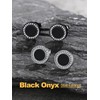 U7 Black Onyx Mens Earrings 925 Sterling Silver Round Black