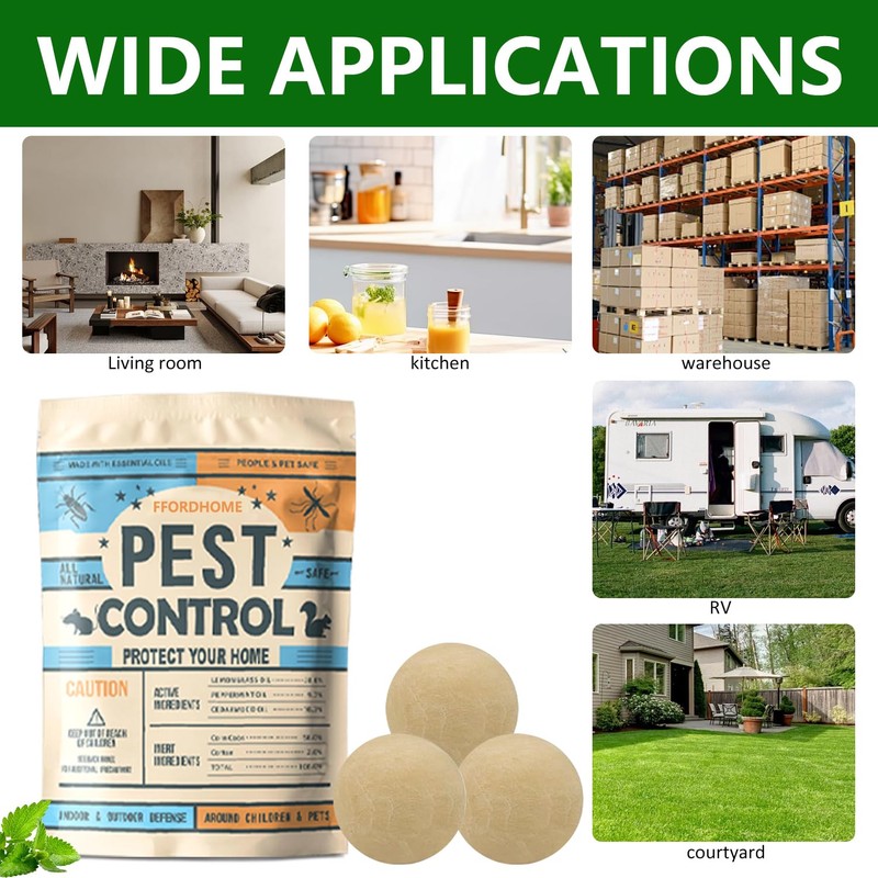 FfordHome Pest Repellent ，Rodent Repellent Moth Balls for Outdoor use，
