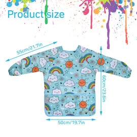 volumoon Children's Painting Apron 3-8 Years, Pack of 2 Painting Aprons Children School Waterproof Ink Coat Craft Apron with Sleeves Apron for Children Boys and Girls, Blue and pink
