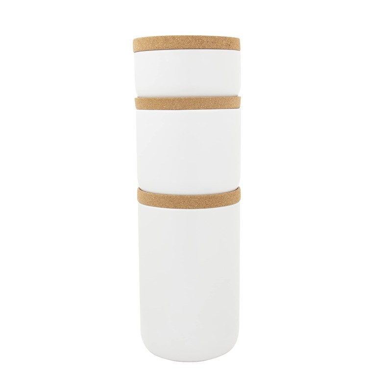 Kamenstein Ceramic and Cork Set of 3 Stackable Canisters, 1/2