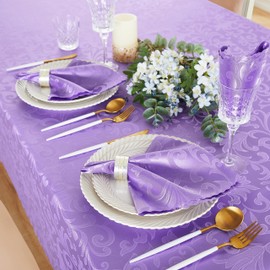 HommxJF 12 Pieces Wave Scroll Damask Jacquard Satin Napkins Light Purple Cloth Napkins 17 x 17 inch,Water Resistant Spillproof Dinner Napkins for Restaurant Weddings Party Dinner Decoration