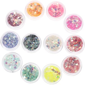 Noche Brillo Purpurina 12 Colores Gel Cosmético para Cuerpo, Cara y Uñas, Lentejuelas Maquillaje de Festival para Halloween, Decoraciones