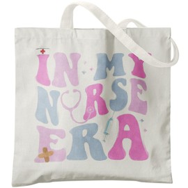 Veqzc Nurse Era Canvas Tote Bag - Women's Reusable Grocery Shopping Bags for Nurse Appreciation Gifts