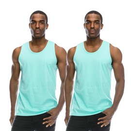 JC DISTRO Men's 2-Pack Casual Tank Top, Athletic Sleeveless Jersey Shirts, 100 Premium Cotton, Mint, XX-Large