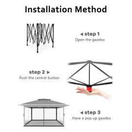 Canopy Tent 12x12, Pop Up Gazebo Tent Easy Setupwith 4 Sand Bags for Backyard Garden Patio, Mosquito Netting & Height Adjustable - Dark Brown