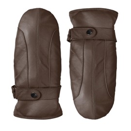 Harssidanzar Mens Sheepskin Leather Mittens Gloves Thick Fleece Lined SM047US,Brown,Size, M