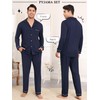 Wikoan Mens Pyjamas Cotton Set Notched Collar Pajamas for Men