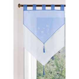 Gardinenbox Panel Curtain H x W 90 x 60 cm Blue "Gera" Double Layer Voile Loops Panel Hanger Panneaux, 2023710