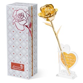 Mikasol 24K Gold Dipped Golden Rose – Elegant Eternal Flower with Message Puzzle Stand – Gift of Appreciation for Mom, Wife, or Mentor