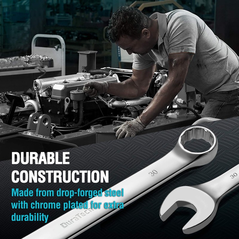 DURATECH Long Pattern Combination Wrench Set, Metric, 5-Piece, 23-30mm, 12