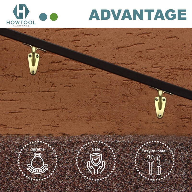 Handrail Bracket Extended Neck Design Brass, 2 Pack | HOWTOOL