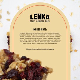 Lenka Bars - Berry Omega Snack Bars, Gluten Free, High Fiber, Kosher, Wholesome, No Artificial Flavors, Individually Wrapped - 12 Pack