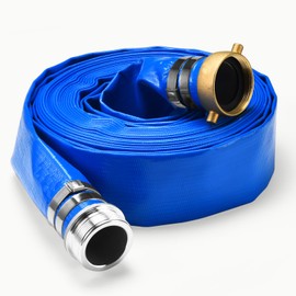 2" x 50 ft Discharge Hose for Swimming Pools, Heavy Duty PVC Lay Flat Water Backwash Hose,Durable Pool Drain Hose with Aluminum Pin Lug Fittings for Water Pump And Filters