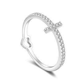 SILBERTALE 925 Sterling Silver Cross Ring Thumb Ring for Women Men White Cubic Zirconia Rings