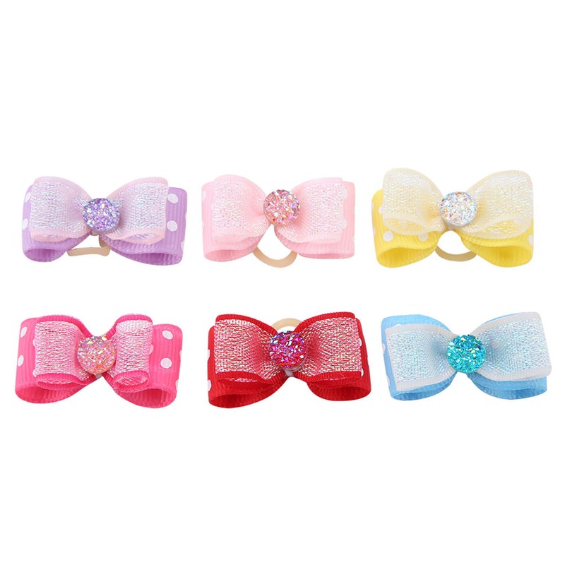 30pcs Shinning Rhinestone Bow Pattern Elastic Hair Rope Hair Band