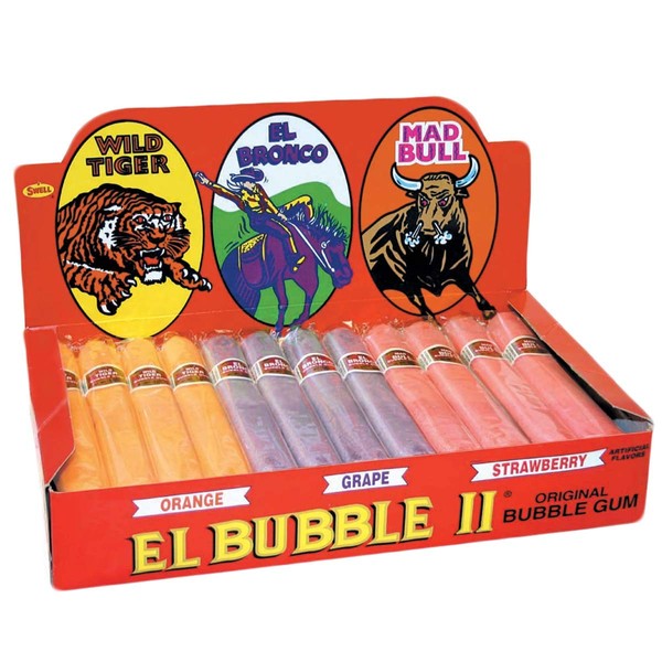 Dubble Bubble El Bubble II Bubble Gum Cigars, Assorted Fruit Flavors, Box of 36