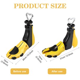 Bocguy Shoe Stretcher, 4-Way Shoe Stretcher Men's 0.5 to 1 Size Enlargement, Shoe Stretcher Shoe Expander for Adjustable Shot Stretcher Length and Width, Shoe Stretcher for Men and Women, 1 x yellow