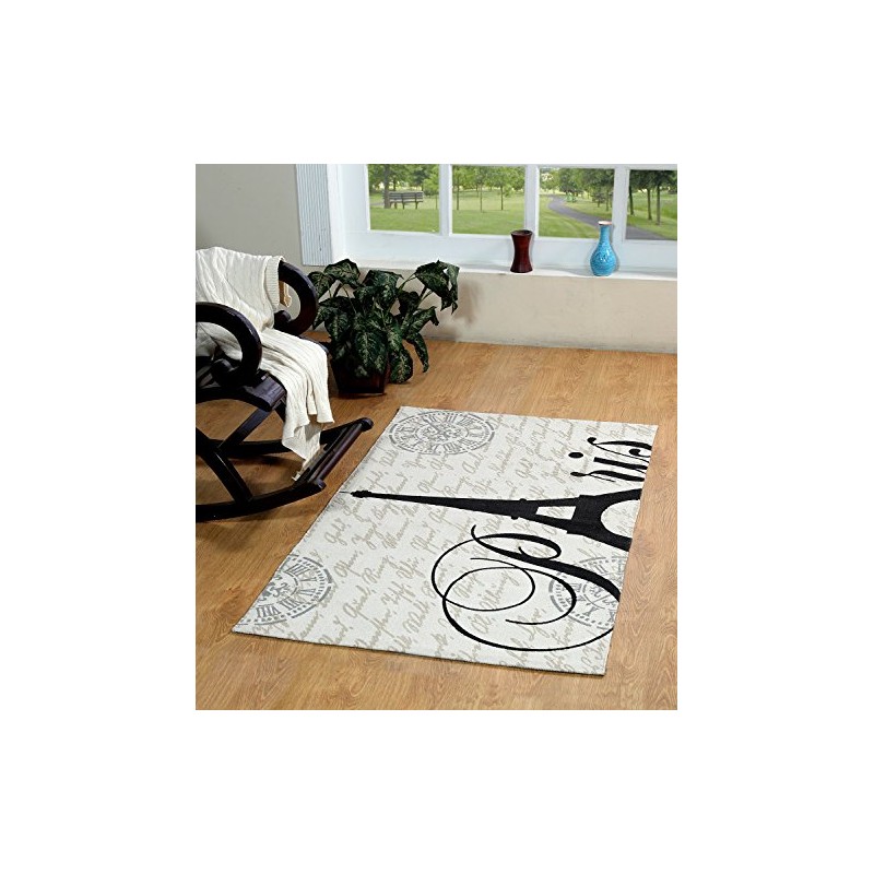 Chesapeake Paris Printed Cotton Eiffel Typography Accent Rug (3'x5')