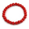 Avalaya Chunky Style Fire Red Round Bead Wood Flex Necklace/44cm