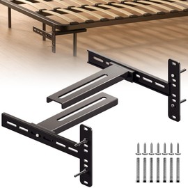 ruiru bro Headboard Brackets for Metal Bed Frame Adjustable Bed Brackets for Headboard with Footboard Extension Kit Fit Twin/Full/Queen/King 2Pc Solid Steel (Black)
