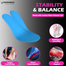 Springbok Carbon Fiber Polymer Gel Insoles | Non Slip Comfort Sports Insole | Soft Glide Performance Insoles | Cushioning Shoe Insoles for Feet Relief (XL/M/L) (X-Large)