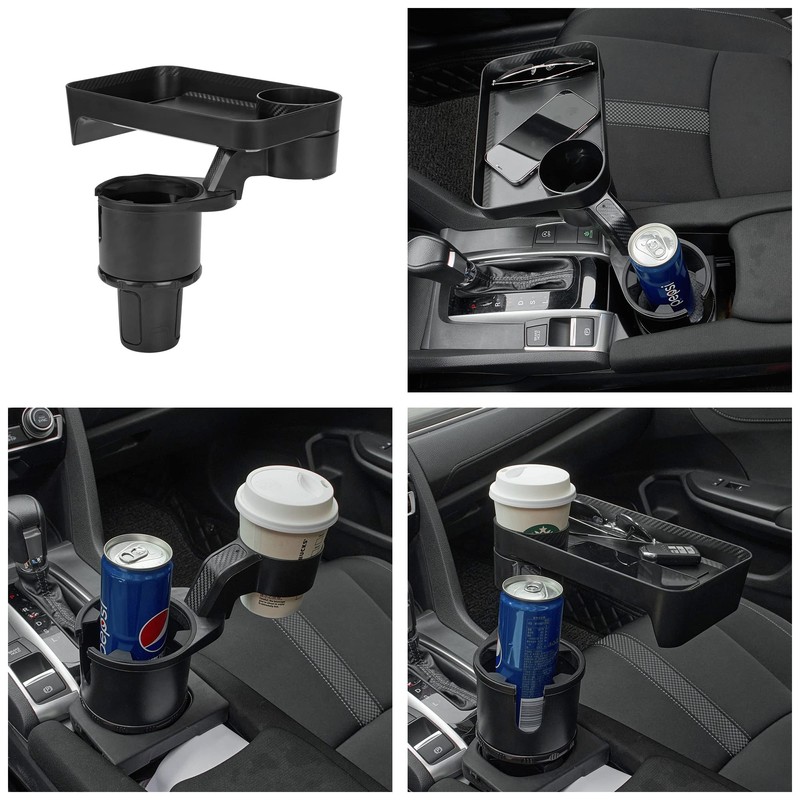 Multifunctional Cup Holder Expander with Detachable Tray Table Adjustable Base