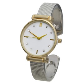 Blekon Collection Women's 30mm Case Vibrant Colored Dial Rough Design Cuff Bangle Watch (Two-Tone)