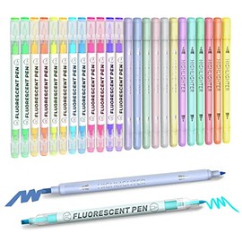 Highlighters,24 Pack Pastel Highlighters Pen for Bible Journaling Highlighters Assorted Colors Dual Tip Highlighters Big Back Bulk No Bleed Fluorescent Markers Set for Coloring, Underlining,Student Office