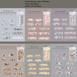 Arpaper Flower Stickers Aesthetic Scrapbooking Accessories Stickers Set 120 Pieces PET Decorative Painting Stickers Journaling Accessories for Scrapbook Album DIY (Flower Encounter)