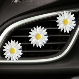 3 Pcs Daisy Flower Air Vent Clips Air Conditioning Outlet Clips Car Air Freshener Clip Charm Car Inter Decor Accessories White