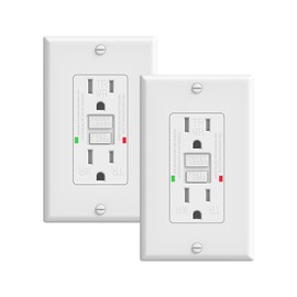 RVINGPRO 15A GFCI Outlets 2 Pack, Tamper-Resistant Replacement Receptacle with LED Indicator, Self-Test Ground Fault Circuit Interrupter, Decorator Wall Plates and Screws Included, UL Listed