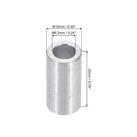 PATIKIL M6 Aluminum Spacers, 12pcs 1/4" x 3/8" Round Metal Spacers for 1/4 or M6 Screw Bolts, Unthreaded Standoff Bushing 13/16"L, 6.2x10x20mm