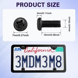 HQRNYP 8PCS Black License Plate Screws, License Plate Fasteners, M5-0.8x10mm Black Stainless Steel Car Tag Bolts, Car Phillips Machine Pan Head 18-8 Compatible with Model 3/Y 3 5 Series (10MM)