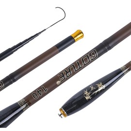 Goture Compact Telescopic Mini Pocket Fishing Rods, Bamboo Ultra Lightweight High Strength, River Dike Fishing Rods Fit for Beginners, 5FT Brown