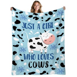 REETOOK Cozy Cow Blanket for Cow Lovers, Soft Cow Blanket Gifts for Women, Cute Blue Cow Themed Blanket, Soft Flannel Cow Throw Blanket for Kids Adults, 50x60