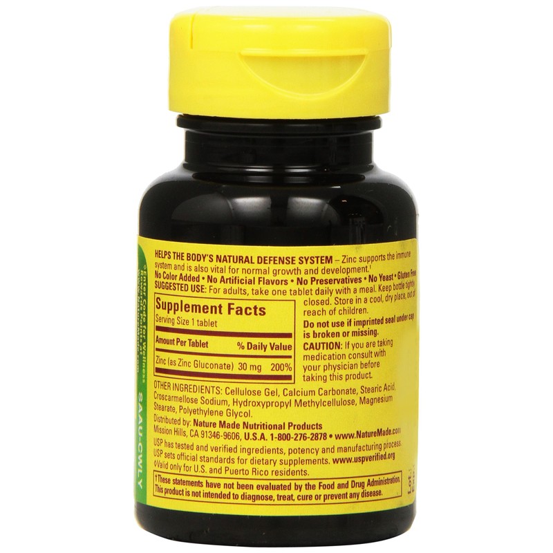 Nature Made Zinc 30mg, 100 Tablets (Pack of 6)