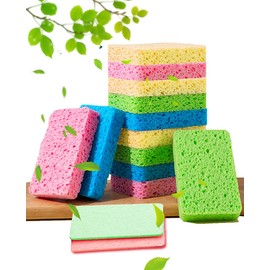 12-Count Kitchen Sponges- Compressed Cellulose Sponges Non-Scratch Natural Dish Sponge for Kitchen Bathroom Cars, Funny Cut-Outs DIY for Kids