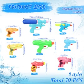 50 Pcs Water Guns for Kids Adults Bulk Water Guns Toys Pistol Small Squirt Water Shooters Mini Water Fight Toys for Summer Outdoor Pool Beach Game Birthday Party Play Favors (Cute Color)